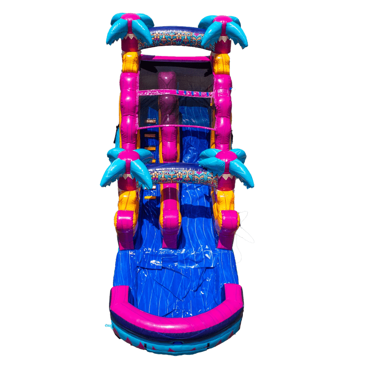 14 ft Teal Rippling Rush Single Lane Waterslide