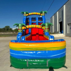 18ft reggae rush hybrid dual lane inflatable water slide5 1754592 1 18' Reggae Hybrid Dual Lane Water Slide with Pool