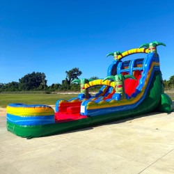 18ft reggae rush hybrid dual lane inflatable water slide7 1754592 1 18' Reggae Hybrid Dual Lane Water Slide with Pool